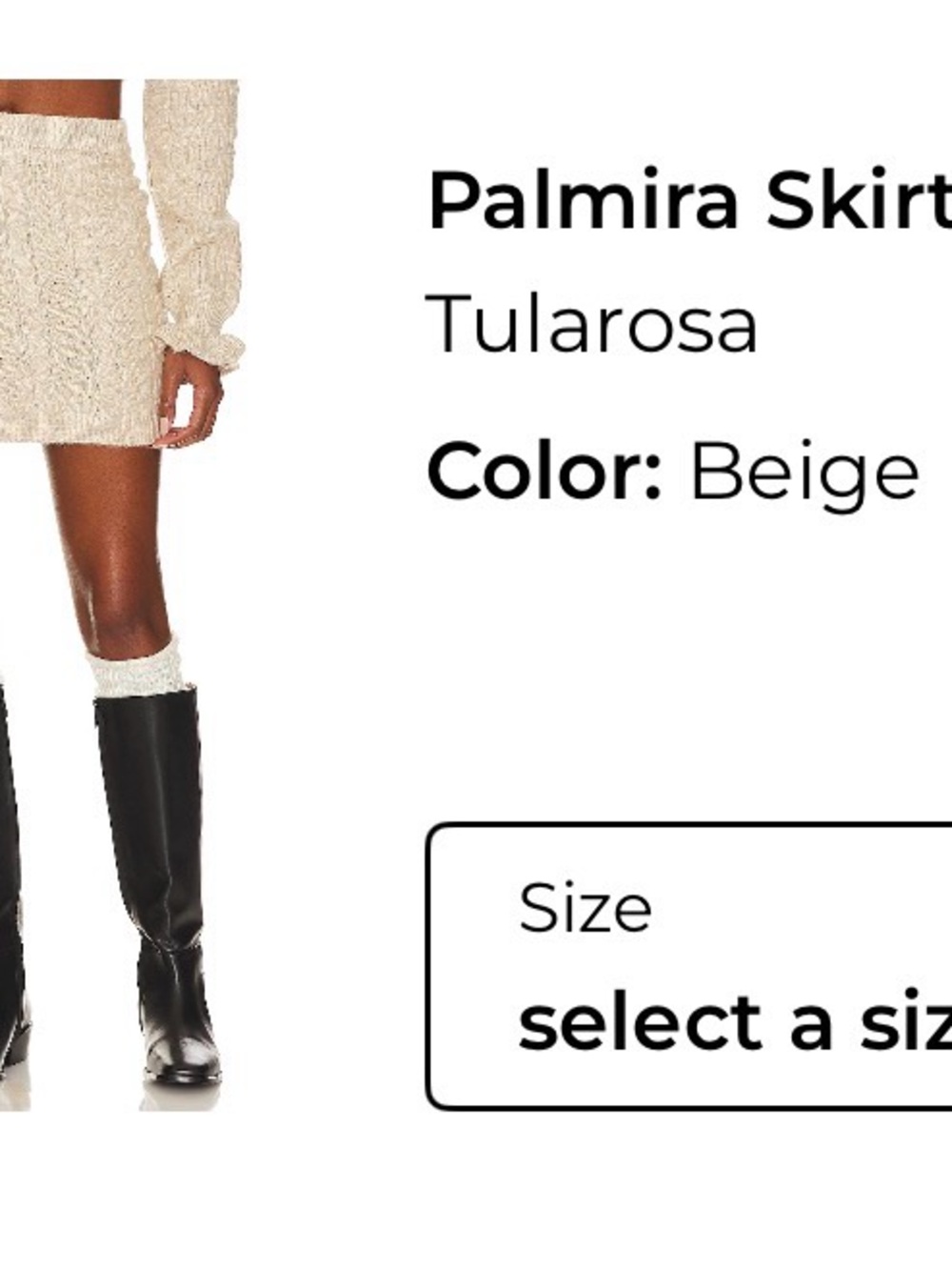 Tularosa Palmira Knit Mini Skirt in Beige